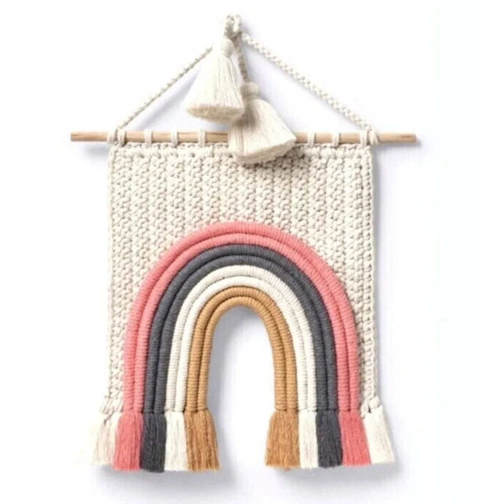 Cloud Island Woven Boho Rainbow Macrame Tapestry Wall Hanging Decor - NEW SEALED